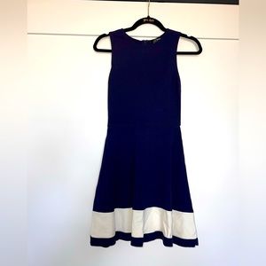 Aqua Sleeveless Dress Navy Blue and White Size Small